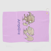 かわいいおもしろいリス漫画イラストレーション ゴルフタオル (横)