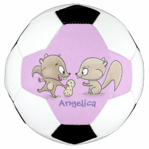 かわいいおもしろいリス漫画イラストレーション サッカーボール