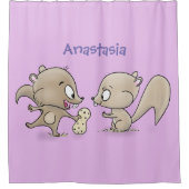 かわいいおもしろいリス漫画イラストレーション シャワーカーテン (正面)