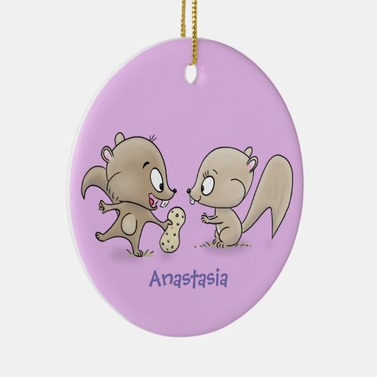 かわいいおもしろいリス漫画イラストレーション セラミックオーナメント (右)