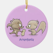 かわいいおもしろいリス漫画イラストレーション セラミックオーナメント (正面)