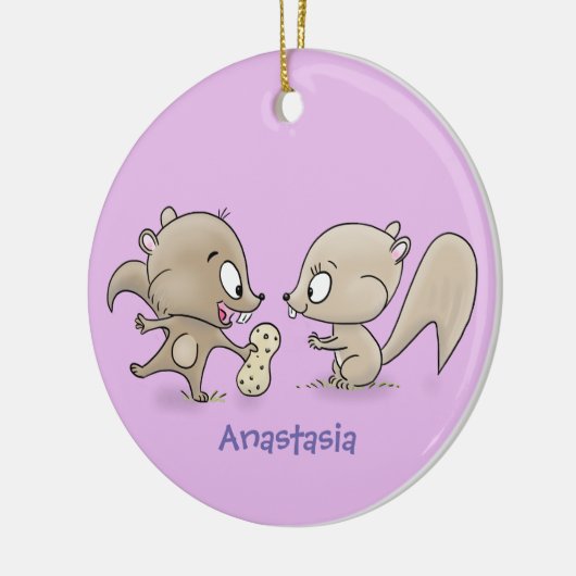 かわいいおもしろいリス漫画イラストレーション セラミックオーナメント (左)