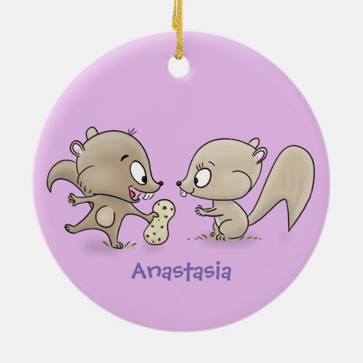 かわいいおもしろいリス漫画イラストレーション セラミックオーナメント (裏面)