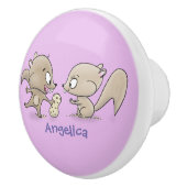 かわいいおもしろいリス漫画イラストレーション セラミックノブ (右)