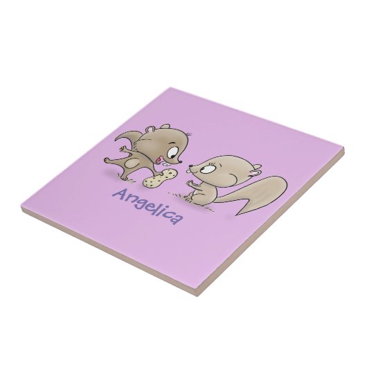 かわいいおもしろいリス漫画イラストレーション タイル (側面)