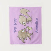 かわいいおもしろいリス漫画イラストレーション タペストリー (正面)