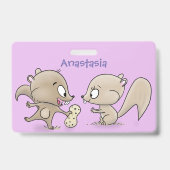 かわいいおもしろいリス漫画イラストレーション バッジ (裏面)