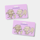 かわいいおもしろいリス漫画イラストレーション バッジ (正面＆裏面)