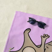 かわいいおもしろいリス漫画イラストレーション ビーチタオル (インサイチュ)