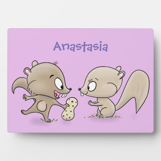 かわいいおもしろいリス漫画イラストレーション フォトプラーク (正面)