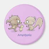 かわいいおもしろいリス漫画イラストレーション マグネット (正面)