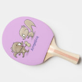 かわいいおもしろいリス漫画イラストレーション 卓球ラケット (横)