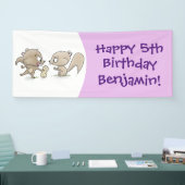 かわいいおもしろいリス漫画イラストレーション 横断幕 (トレードショー)