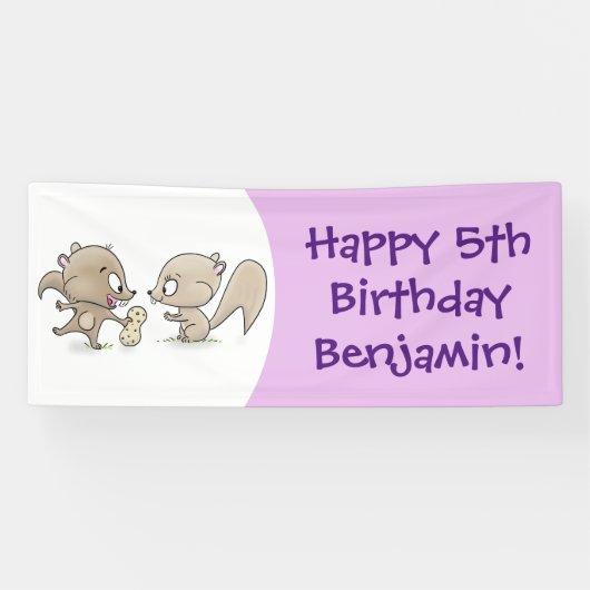 かわいいおもしろいリス漫画イラストレーション 横断幕 (横)