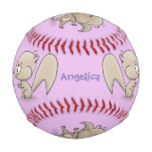 かわいいおもしろいリス漫画イラストレーション 野球ボール (裏面)