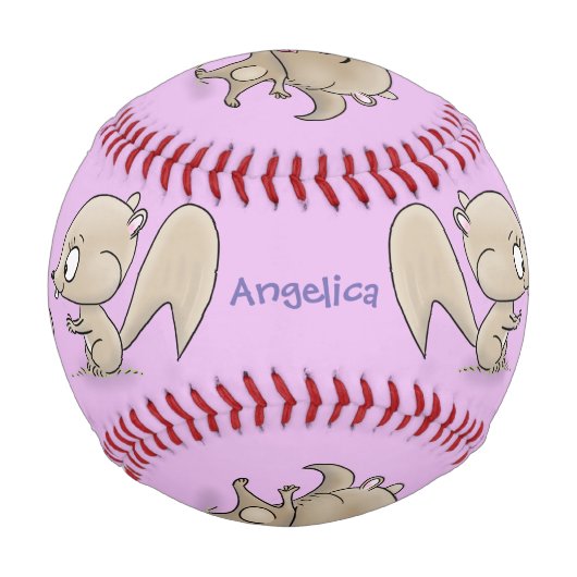 かわいいおもしろいリス漫画イラストレーション 野球ボール (裏面)