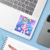 かわいいおもしろいレインボーアニメガール シール (ノートパソコンとiPhone)