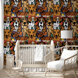 かわいいおもしろいレスキュー犬抽象芸術アートパターン 壁紙