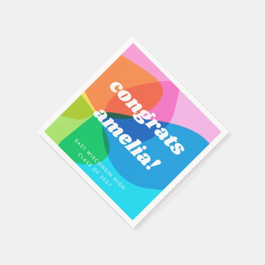 かわいいおもしろいレトロカラフル抽象芸術カスタム卒業 スタンダードカクテルナプキン (角)