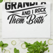 かわいいおもしろいレトロタイポグラフィパパグランドパギフト キッチンタオル (折り畳み)