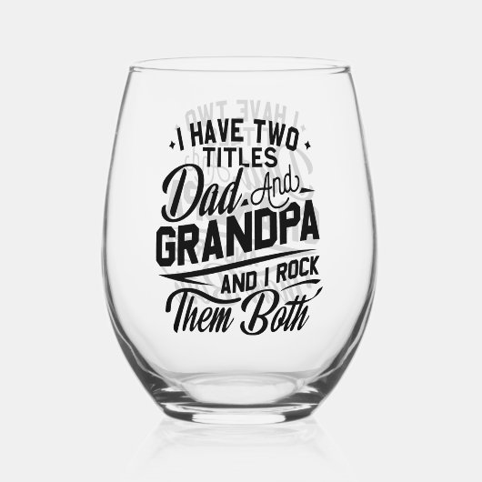 かわいいおもしろいレトロタイポグラフィパパグランドパギフト ステムなしワイングラス (正面)