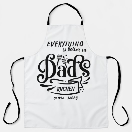 かわいいおもしろいレトロタイポグラフィパパ祖父の名前 エプロン (正面)
