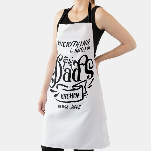かわいいおもしろいレトロタイポグラフィパパ祖父の名前 エプロン (インサイチュ)