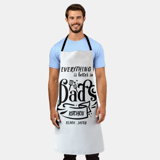 かわいいおもしろいレトロタイポグラフィパパ祖父の名前 エプロン (着用した状態)