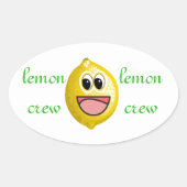 かわいいおもしろいレモンのクルー 楕円形シール (正面)