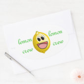 かわいいおもしろいレモンのクルー 楕円形シール (封筒)