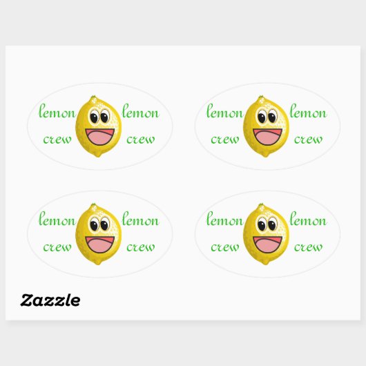 かわいいおもしろいレモンのクルー 楕円形シール (シート)
