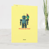 かわいいおもしろいロボットとオウムハッピーバースデーカード カード (裏面)