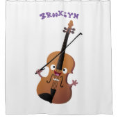 かわいいおもしろいヴァイオリンミュージカル漫画のキャラクター シャワーカーテン (正面)