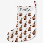 かわいいおもしろいヴァイオリンミュージカル漫画のキャラクター スモールクリスマスストッキング (裏面)