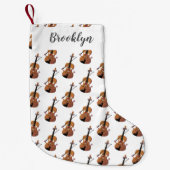 かわいいおもしろいヴァイオリンミュージカル漫画のキャラクター スモールクリスマスストッキング (正面)