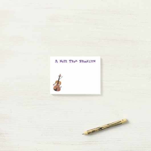 かわいいおもしろいヴァイオリンミュージカル漫画のキャラクター ポストイット (デスク上)