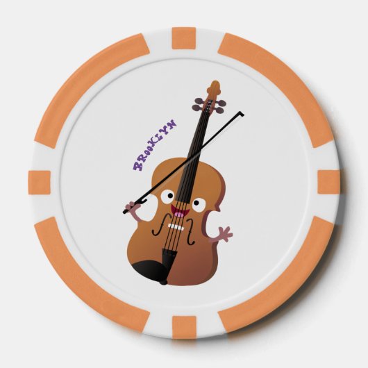 かわいいおもしろいヴァイオリンミュージカル漫画のキャラクター ポーカーチップ (正面)