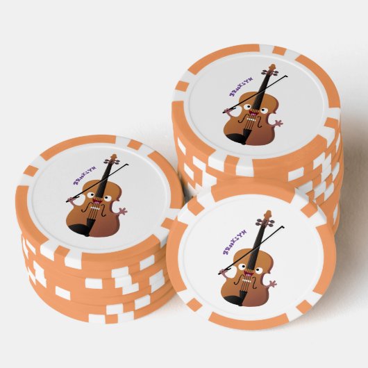 かわいいおもしろいヴァイオリンミュージカル漫画のキャラクター ポーカーチップ (積み重ね)