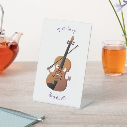 かわいいおもしろいヴァイオリンミュージカル漫画のキャラクター 台座サイン (インサイチュ)