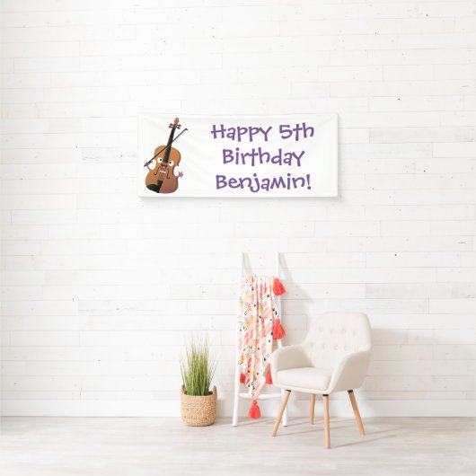 かわいいおもしろいヴァイオリンミュージカル漫画のキャラクター 横断幕 (インサイチュ)