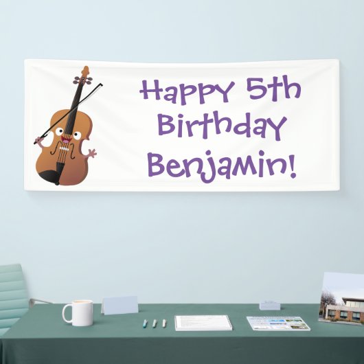 かわいいおもしろいヴァイオリンミュージカル漫画のキャラクター 横断幕 (トレードショー)