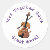 かわいいおもしろいヴァイオリンミュージカル漫画先生賞 ラウンドシール (正面)