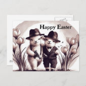 かわいいおもしろいヴィンテージギャング復活祭の羊 ポストカード (正面/裏面)