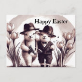 かわいいおもしろいヴィンテージギャング復活祭の羊 ポストカード (正面)