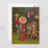 かわいいおもしろいヴィンテージジャパ日本のン猫 ポストカード (正面/裏面)