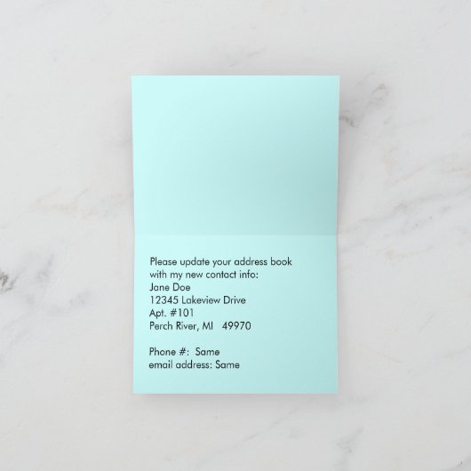 かわいいおもしろいヴィンテージレトロカード新しいアドレス移動 案内状 (内部)