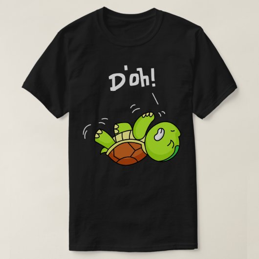 かわいいおもしろい亀が背中に横たわるおもしろい Tシャツ (デザイン正面)
