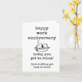 かわいいおもしろい働き記念日カード子犬 カード (黄色い花)