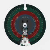 かわいいおもしろい冬のロバ、ラマ&ヒツジ メタルオーナメント (裏面)