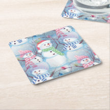 かわいいおもしろい冬の季節雪だるま水彩アート